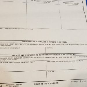 decoration request army wwii