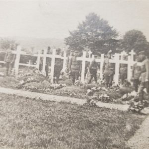 cemetary-of-the-1st-division-in-world-war-in-france-large-statue-and laid-wreath-1918-div