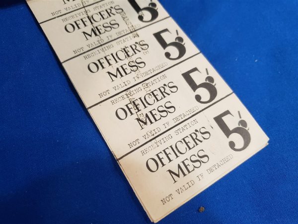 officer mess tickets wwii