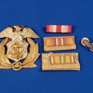 merchant-marine-world-war-two-cap-badge-insignia-and-ribbons-in-wrap-with-ranck-cap-insignia-back