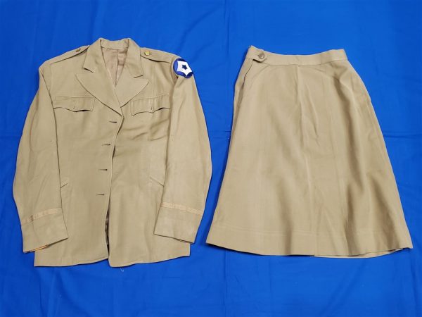 wac-uniform-trop-tropical-tan-5th-serv-zipper-skirt-tunic-patch-tag-world-war-two-id-rustvold