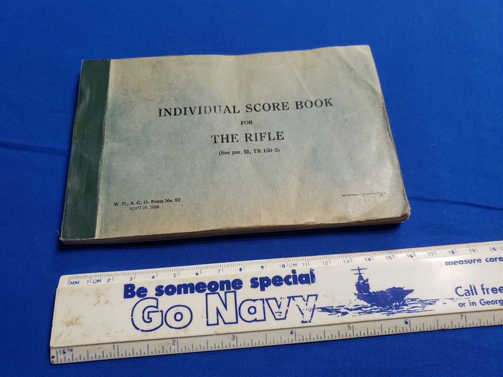 Score Book Rifle 1926 - Doughboy Military Collectables Springfield Missouri