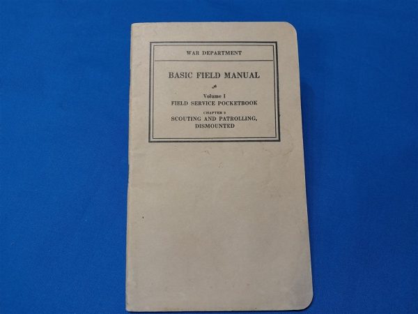 field-service-book world-war-two-pocketbook-scout-scouting-and-patrolling-basic-field-manual-1938-dated-70-pages