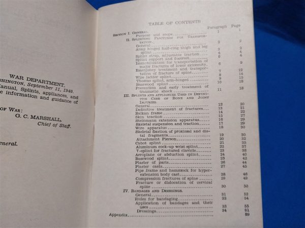 world-war-two-field-manual-fm8-50-for-splints-bandages-and cast-use-in-the-battlefield-over-90-pages-excellent-condition