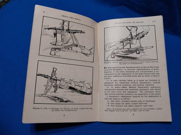 world-war-two-field-manual-fm8-50-for-splints-bandages-and cast-use-in-the-battlefield-over-90-pages-excellent-condition