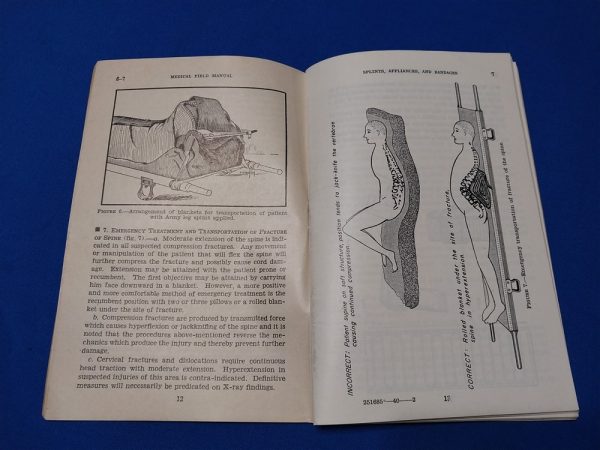 world-war-two-field-manual-fm8-50-for-splints-bandages-and cast-use-in-the-battlefield-over-90-pages-excellent-condition
