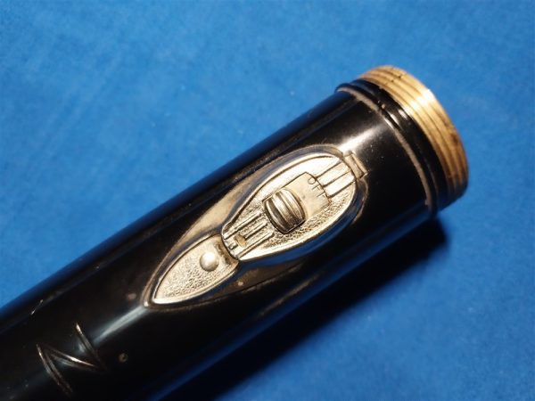 world-war-two-navy-marked-early-brass-flashlight-with-black-painted-tube-and-nickeled-ends-near-mint