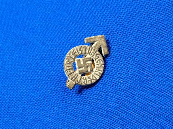 hj-proficiency-mini world-war-two-german-hitler-youth-proficiency-badge-pin-mini-silver-maker-marked-101-original