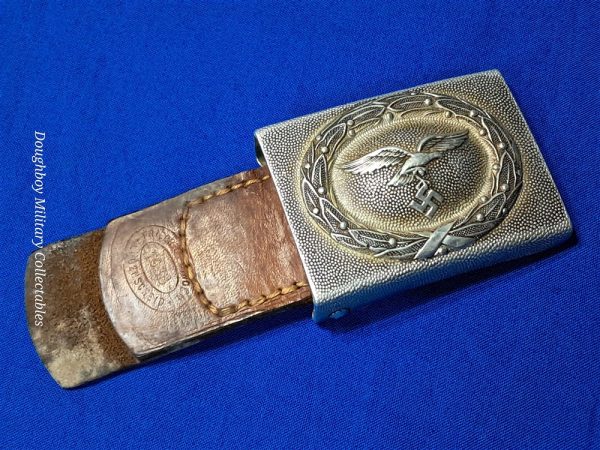 luftwaffe-buckle-wwii world-war-two-german-luftwaffe-enlisted-belt-buckle-1939-dated-with-leather tab