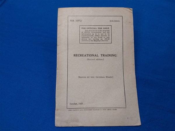 world-war-one-british-recreational-training-manual-book-dated 1917-includes-the-medals-issued-in-these-events