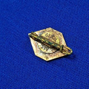 early-pattern-german-world-war-two-stenographers-union-pin-for-women-membership-workers-patent-protected-marked-on-back