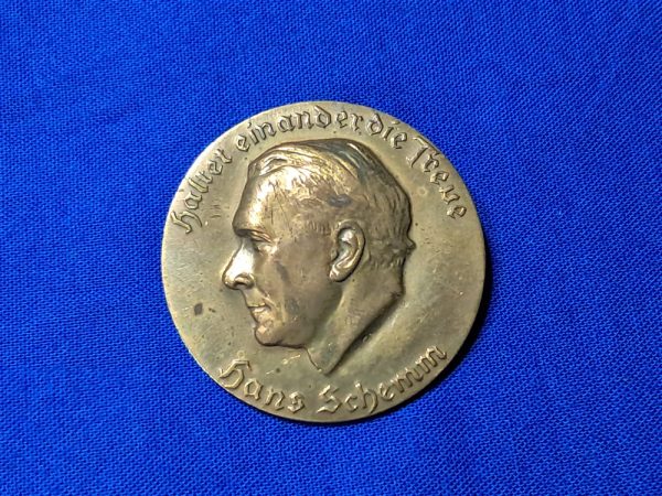 tinnie-hans schemn world-war-two-1935-dated-hans-schem-tinnie-made-of-solid-brass-with-original-pin-on-back-killed-in-crash-that-year