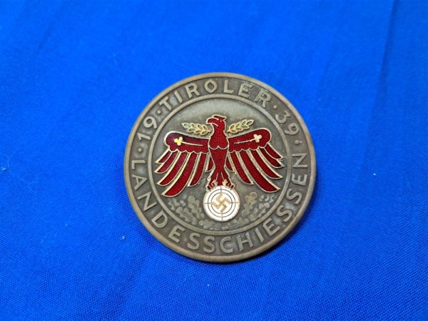 tirol-shooting-1939-bronze german-world-war-two-39-dated-tirol-veterans-shooting-medal-bronze-without-wreath-poellath-maker-marked