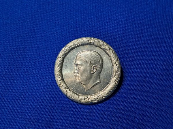 whw-hitler-tinnie world-war-two-winter-helper-tinnie-pin-hitler-bust-surrounded-by-wreath-aluminum-die-stamped-maker-marked