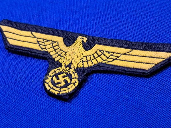 german-world-war-two-bevo-navy-overseas-cap-eagle-yellow-on-naval-blue-mint