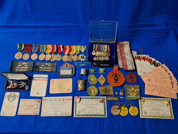 world-war-two-navy-veterans-eagle-scout-grouping-medals-papers-ribbons-awards-boxes-badges-and-lots-of-extras-1947-awarded-over-18-years-old-at-time-of-gaining