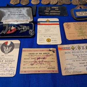 world-war-two-navy-veterans-eagle-scout-grouping-medals-papers-ribbons-awards-boxes-badges-and-lots-of-extras-1947-awarded-over-18-years-old-at-time-of-gaining