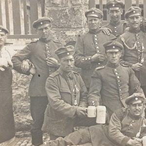 world-war-one-real-picture-post-card-1913-group-of-soldiers-band-swallow-nest-shoulder-22-infantry