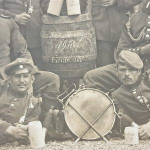 world-war-one-real-picture-post-card-1913-group-of-soldiers-band-swallow-nest-shoulder-22-infantry