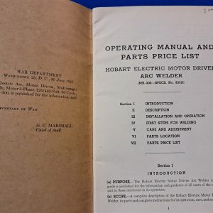 world-war-two-5-5456-technical-manual-for-the -hobart-welder-motor-generator-driven-1945-dated-soft-cover-40-pages