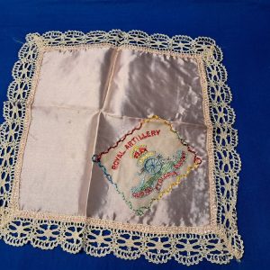 world-war-two-british-sweetheart-handkerchief-homefront-silk-with-royal-artillery-insignia-hand-embroidered