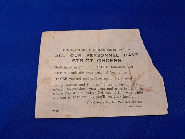 korean-war-era-safe-conduct-pass-for-the-united-states-soldiers-printed-by-the-chinese-party