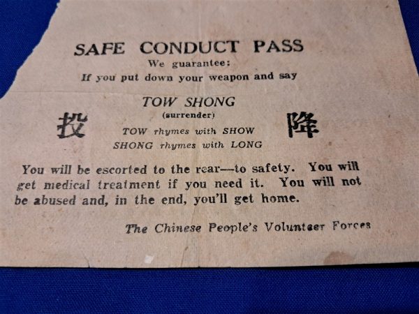 korean-war-era-safe-conduct-pass-for-the-united-states-soldiers-printed-by-the-chinese-party