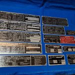 korean-and-vietnam-war-era-vehicle-dataplates-unissued-unstamped-original-set-of-13-ambulance-to-dump-truck