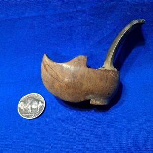 world-war-one-wood-pipe-shoe-shaped-with-bakelite-type mouth-piece-made-in-france