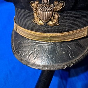 world-war-two-naval-officers-black-visor-hat-with-bullion-eagle-and-excellent-condition-size-7.25