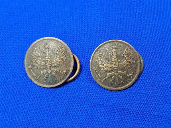 world-war-one-prussian-high-enlisted-rank-collar-buttons-darkened-for-battle-field-wear-on-tunics-matched-set-maker-marked