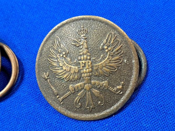 world-war-one-prussian-high-enlisted-rank-collar-buttons-darkened-for-battle-field-wear-on-tunics-matched-set-maker-marked