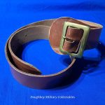 world-war-two-enlisted-dress-belt-leather-russet-m thirty-six-brass-buckle-named-unit-marked
