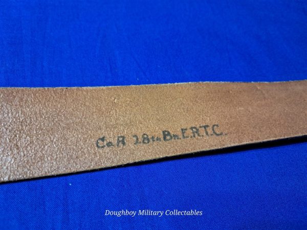 world-war-two-enlisted-dress-belt-leather-russet-m thirty-six-brass-buckle-named-unit-marked