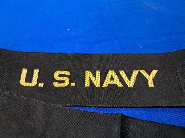 world war two-naval-enlisted-tally-for-blue-cap-late-war-material-woven-type