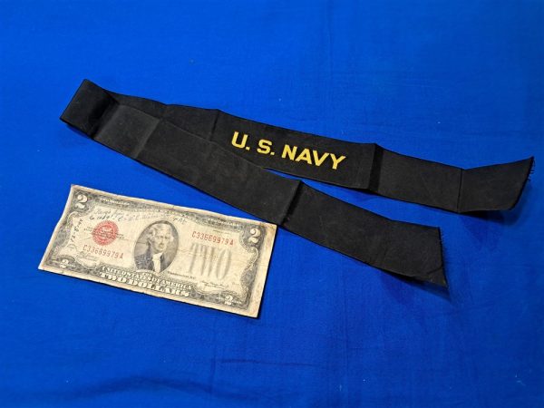 world war two-naval-enlisted-tally-for-blue-cap-late-war-material-woven-type