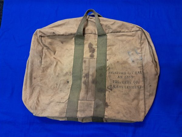 world-war-two-pilots-equipment-bag-for-carrying-into-aircraft-officer-clothing-items-dirty-but-very-solid