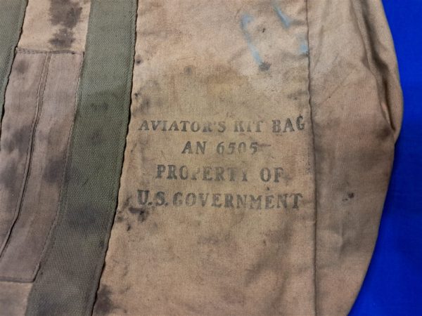 world-war-two-pilots-equipment-bag-for-carrying-into-aircraft-officer-clothing-items-dirty-but-very-solid