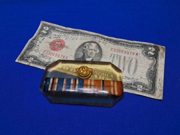 world-war-two-paper-weight-plastic-small-clear-with-awards-inside