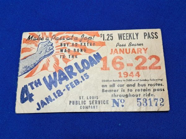 wwii-bus-pass world-war-two-bus-ticket-for-a-week-from-saint-louis-dated-1944