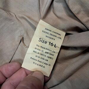 korean-war-era-1951-dated-duty-dress-for-wac-njrse-unissued-taupe-color-with-original-tag