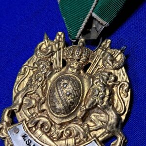 german-pre-world-war-one-veterans-membership-medal-saxon-local-town-with-ribbon-green-white-added-town-plate