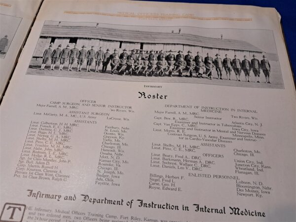 world-war-one-year-book-fort-riley-medical-training-camp-from-years-1918-to-1917-full-rosters-of-all-classes-and-nurses