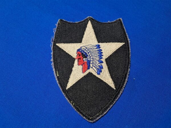 korean-war-era-blue-edge-cut-2nd-division-patch-color-indian
