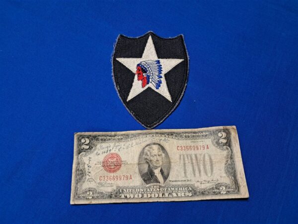 korean-war-era-blue-edge-cut-2nd-division-patch-color-indian