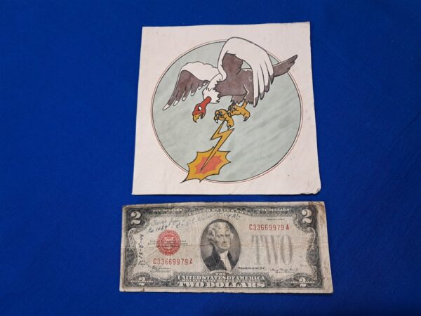 world-war-two-original-877-bombardment-squadron-patch-on-white-leather-screen-printed-from-scrapbook