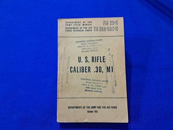 FM23-5-rifle-m1 korean-war-era-51-dated-field-manual-for-the-m-1-garand-rifle-with-photos