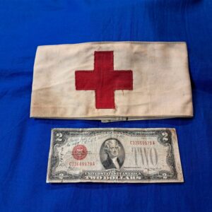 world-war-two-medical-arm-band-with-red-cross-on-white-cotton-numbered-issued-used-condition