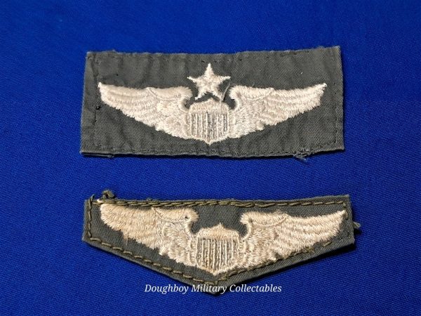 vietnam-war-era-early-set-of-two-wing-for-flight-jackets-sage-green-pilot-and-senior-type-embroidered-uniform-removed