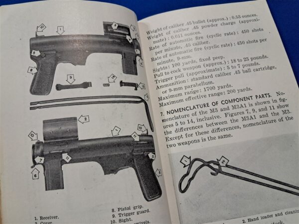 fm-23-41-field-manual-for-the-m-3-grease-gun-sub-machine-1949-dated-excellent-scribble-to-front